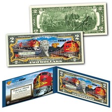 SUPER CHIEF Treno delle Stelle Santa Fe Railroad offerta legale originale banconota da $ 2 USA