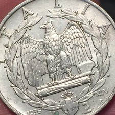 REGNO VITT.EMAN.III° 2 LIRE 1936 RARA NICHELIO