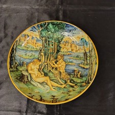 Piatto o crespina  in ceramica istoriata primi '900 Pesaro