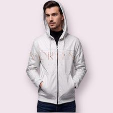 Felpa con cappuccio uomo pelle bianca stile foderata rossa vera pelle di agnello