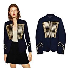 Giacca zara donna navy oro - xs,