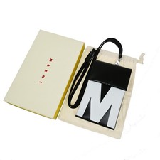 MARNI M Custodia Telefono Logo Marsupio Tracolla PVC Nero Bianco Made in Italy 33KB173