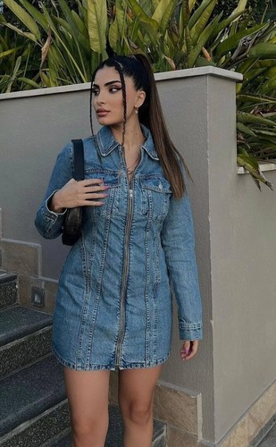 Zara jeans abito corto - con, zip