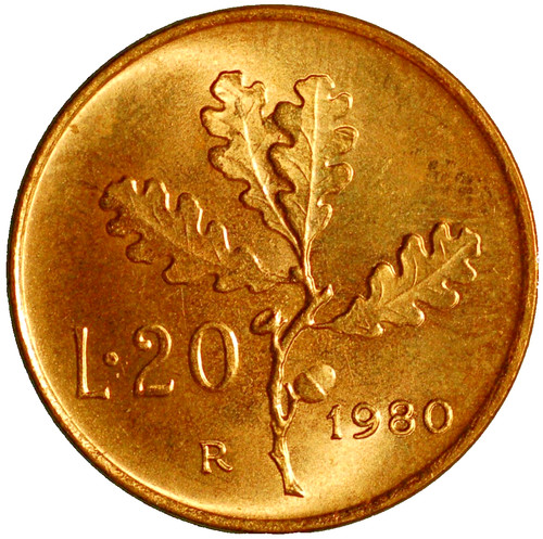 Italy lire 1980 - 20, km# 97