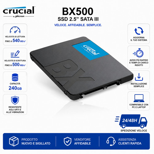 Crucial bx500 ssd 240gb - crucial, 2.5"