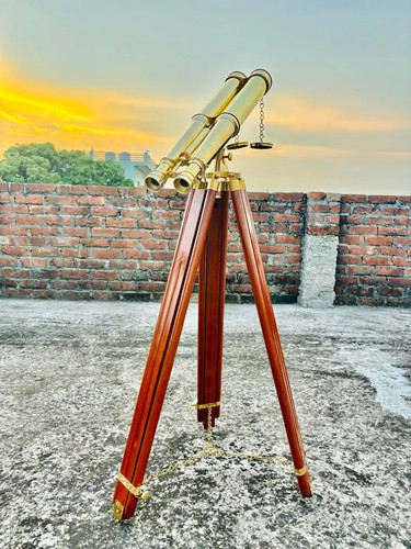 Telescopio binocolo ottone - telescopio, in