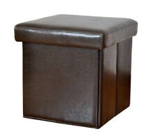 Pouf Contenitore Quadrato in pelle Marrone 40 x 40 x 40 cm