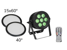 EUROLITE Set LED IP PAR 7x8W QCL Spot con Disco Diffusore - Effetto Luce DMX RGB