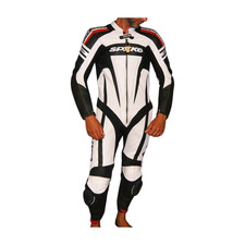 Tuta Moto Intera Spike Racing Bianca Nera Rossa Kaver Race + Saponette (Tg 48)