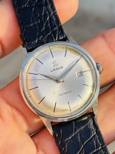Orologio Vintage Uomo Lanco 1056 Data Acciaio Meccanico Manuale Funzionate