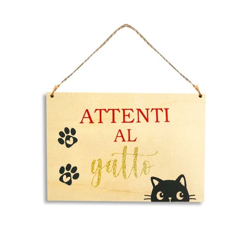 Targhetta attenti gatto - attenti, al