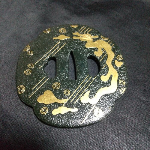 Tsuba giapponese verde con