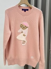 Polo Ralph Lauren Polo Bear misto lana maglia maglione rosa DONNA L