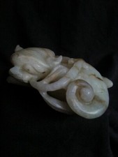 Finemente Intagliati Cinese Bianco Montone Grasso Nephrite Giada Leone Beast,