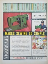 Pubblicità stampa macchina da cucire Vigorelli 1955 vintage  Cucitura Zigzagger