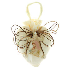 SACCHETTO PORTACONFETTI CUORE BORSETTA AVORIO CRESIMA MATRIMONIO COMUNIONE 16X11