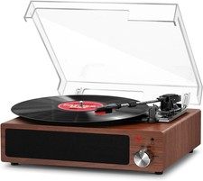 Giradischi Vinile, FYDEE Giradischi Portatile Vintage Bluetooth 3 Velocità FE011