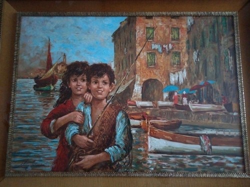 Quadro autografato olio - , su
