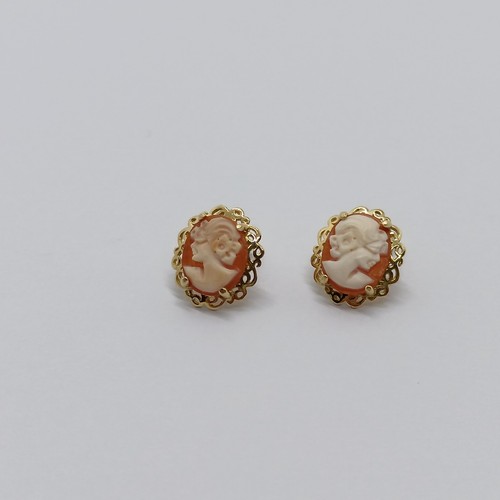 Orecchini bottone con cammeo - bottone,