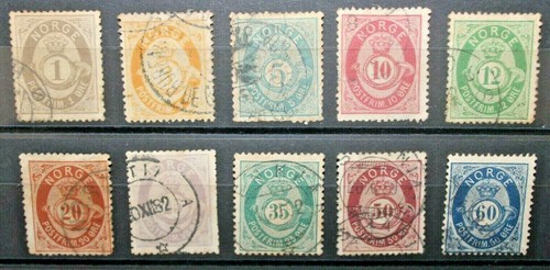 Norvegia 1877 francobolli - norvegia, 1877/78