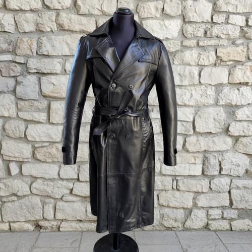 Trench cappoto pelle - , nero
