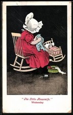 Bambina cuce vestiti per