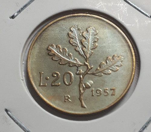 Moneta lire 1957 con 7 - 20,