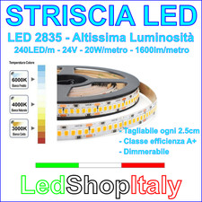 Strisce LED 24V 20W/m 240Led/m  - altissima luminosità - dimmerabili