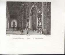 PIRANESI, S. GIOVANNI LATERANO, incisione del 1837,  su passepartout