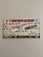Biglietto 13° GP San Marino Imola 1993. Formula 1. Circolare e Tribune CDEFH
