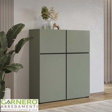 Credenza madia alta 120x140h cm 4 ante mobile design moderno verde nero LOLLA