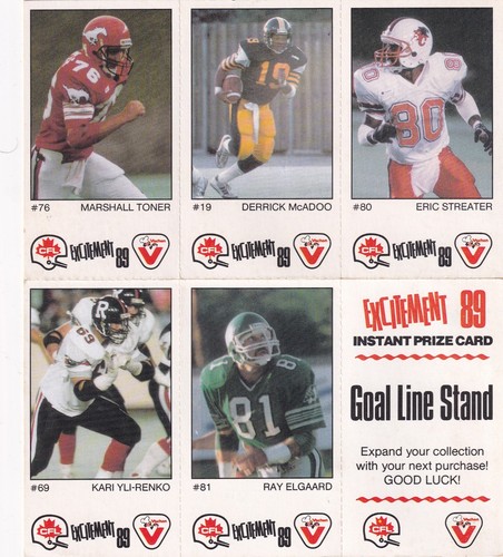 1989 vachon cfl cards - cfl,