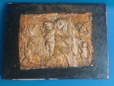 700 800 MATERNITA' MUSEALE PANNELLO  IN LEGNO BASSORILIEVO IN  LASTRA IN GESSO !
