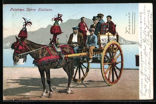 Cartolina palermo carro - cartolina, palermo,