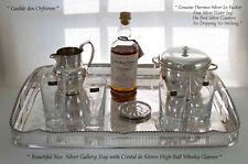 Vassoio galleria argento, secchiello ghiaccio, brocca acqua, set 6 sottobicchieri e pollici Sèvres