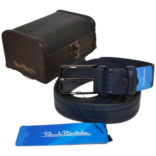 Cintura vera pelle blu