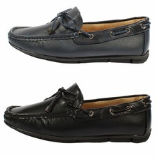Mocassini Uomo Estivi Eleganti Eco Pelle Scarpe da Barca Loafer Blu Nero Laccio 