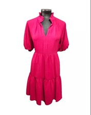 Abito casual scollo a V fucsia