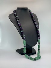 Lunga Collana Ametista Avventurina Oro Giallo 18 Kt 