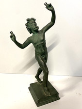 ANTICA SCULTURA BRONZO FAUNO DANZANTE POMPEI GRAN TOUR ITALIANO 32cm/h FINE '800