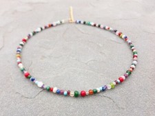 Bellissima collana multi mix micro sfaccettata rotonda perle pietre preziose ...