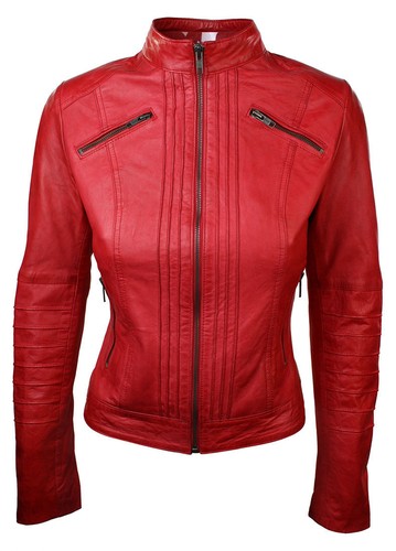 Giacca moto donna biker rossa
