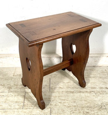 ANTICA SGABELLO CAVALLETTO TIROLESE LEGNO NOCE GAMBA A LIRA CUORE EPOCA '900 OLD