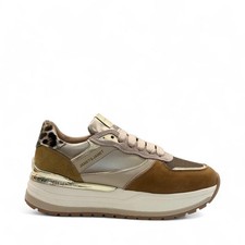 Janet&Janet sneakers donna Aurya cammello retro leopardato platform