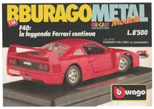 Pubblicità 1989 Burago Ferrari F40 1987 vista posteriore Scala 1:24 cod 0532