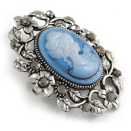 Spilla cammeo blu ematite - , di