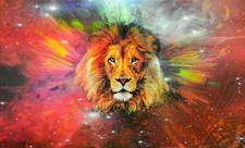 QUADRO LEONE COLORATO TELA