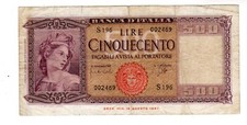 Italy ITALY ITALIA Billet 500