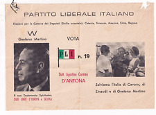 PARTITO LIBERALE GAETANO MARTINO - VOLANTINO PER D'ANTONA PIEGATO