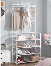 x Appendiabiti  Ingresso Attaccapanni Panca Con Scarpiera A 4 Ripiani Bianco reb